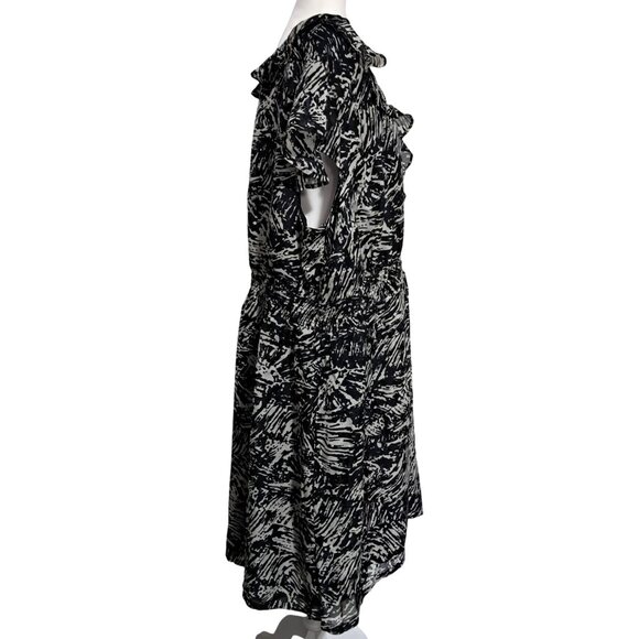 Merona Womens Black & Gray Abstract Print Ruffle Dress Size 4X Polyester Short S - Picture 11 of 13